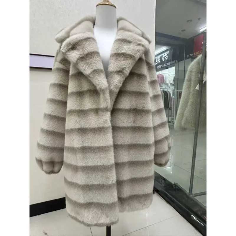 New Luxury High Quality Fur Coat Women Thickened Warm Winter Mink Faux Fur Fashion Belted Hooded Jacket Long Sleeves Top TrendyT251201