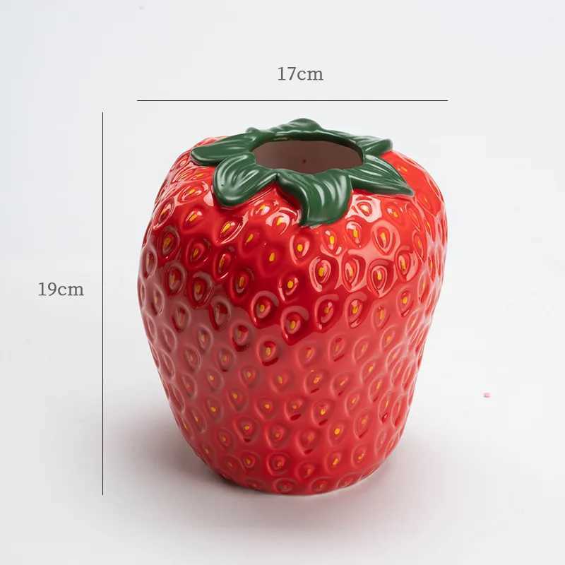 Strawberry Vase Ceramic Vase Cartoon Fruit Floral Arrangement Accessories Hydroponics Terrarium He Decoration Accessories Y251201