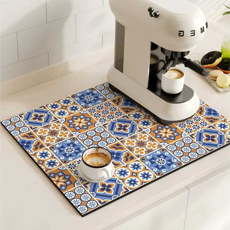 VIKAMA Vintage Bohemian Kitchen Dish Drainer Mat Dish Drying Mat Absorbent Countertop Coffee Maker Mat Kitchen Accessories Y251201