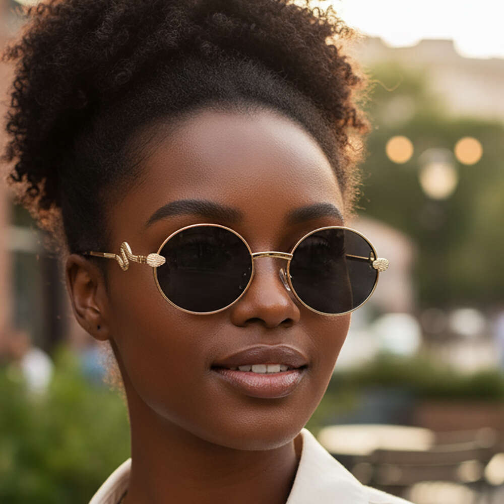 new metal retro round frame sunglasses with snake shaped decorative legs highend womens sunglasses sun visors anti blue light