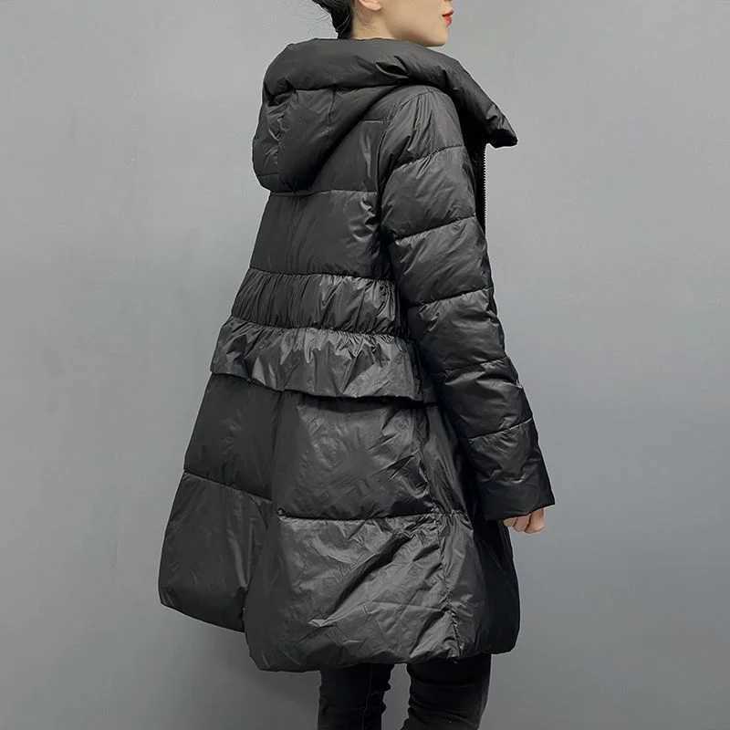 Korean Winter Down Cotton Jacket 2024 New Women Parkas Puffer Jacket Hooded Long Fluffy Loose Snow Wear Puffer Coat Bread JacketT251201