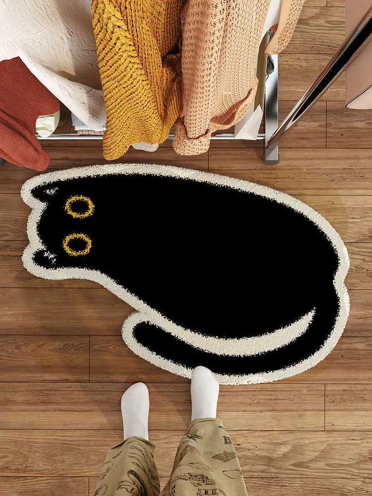 VIKAMA Cartoon Bedro Rug Cat Shaped Irregar Foot Mat Plush Ro Bedding Sofa Bed Blanket Dirt Resistant Cushion He Decor H251129
