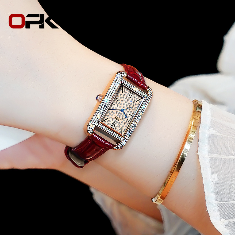 OPK Free Shipping New Designer Watch Dropshipping Hot Sale Elegant Retro Diamond-encrusted Quartz Watch Women's Watch Female Watch