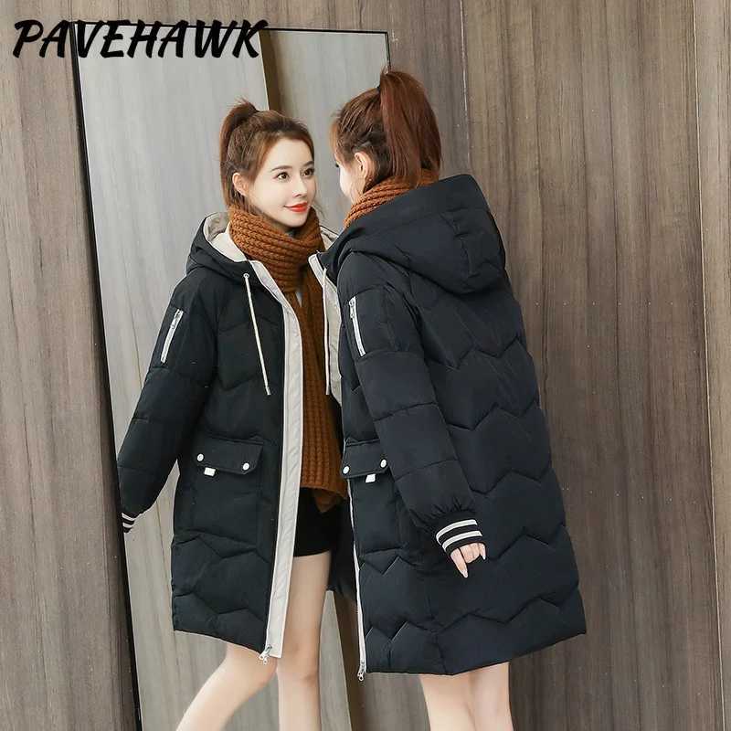 Women Warm Thick Hooded Parkas Winter Loose Casual Long Sleeve Jackets Basic Zipper Fashion Padded Long Coat Female ClothesT251201