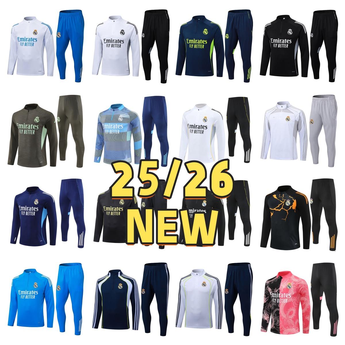 25/26 Reales Madrides long tracksuit long training suit 25 26 soccer Jersey kit uniform adult sweatshirt Sweater sets men kids