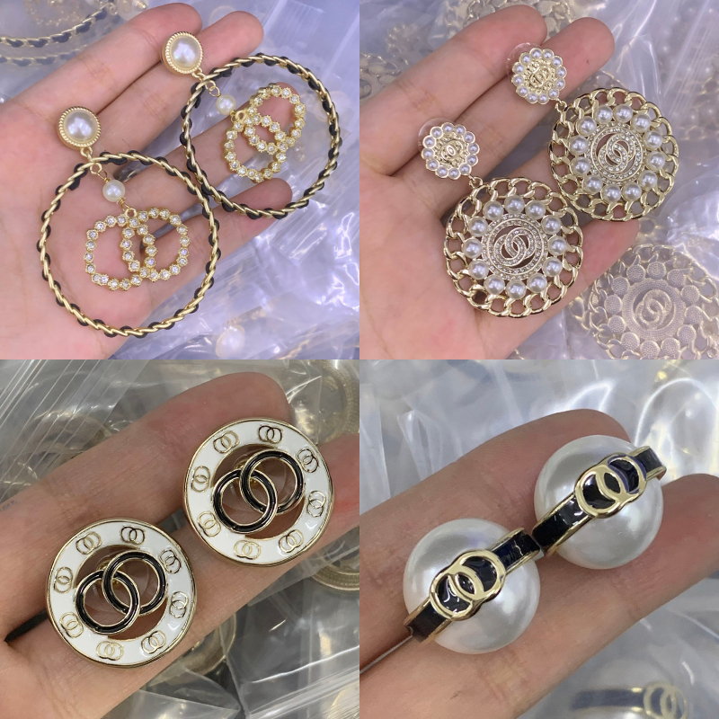 Simple Round Crystal Earrings Stud Letter Famous Men Women Geometry Pearl Earring Designer Wedding Party Jewelry Christmas Gifts High Quality Wholesale