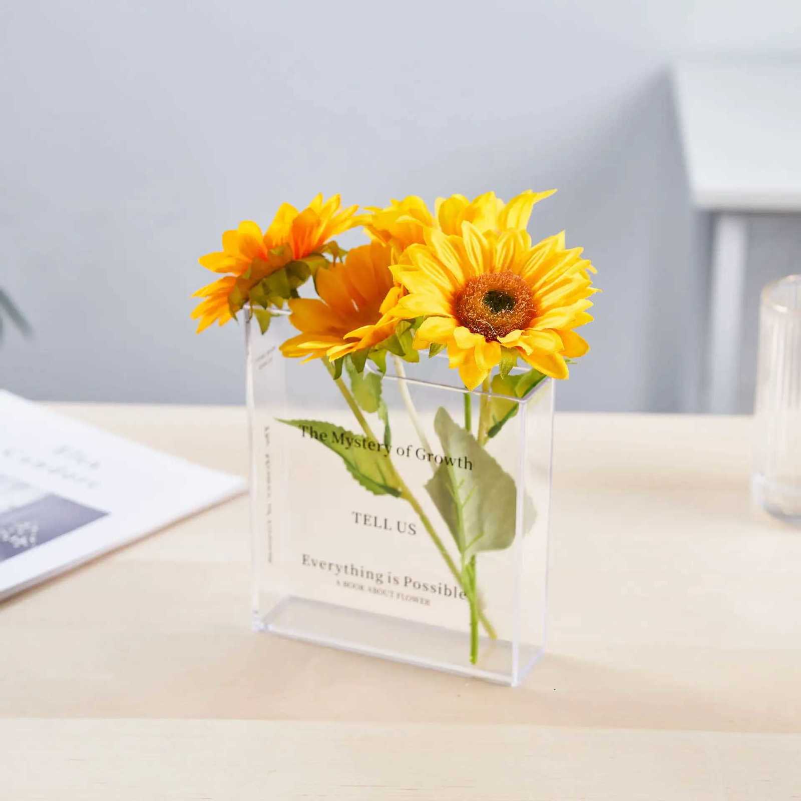 1pc - Book shaped vaseacrylic transparent book bottlecute vase bookshelf decoration aesthetic ro decoration for he/off Y251201