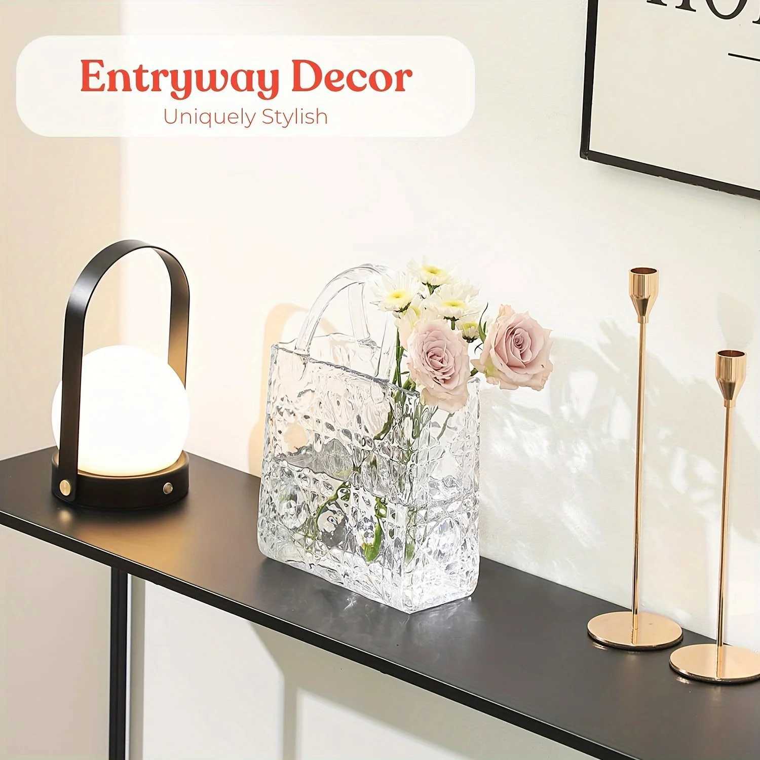 12 Inch Large se Vase - Embossed Pattern For Flowers - Clear Bag Vase For Wedding Living Ro Table OffTote Y251201