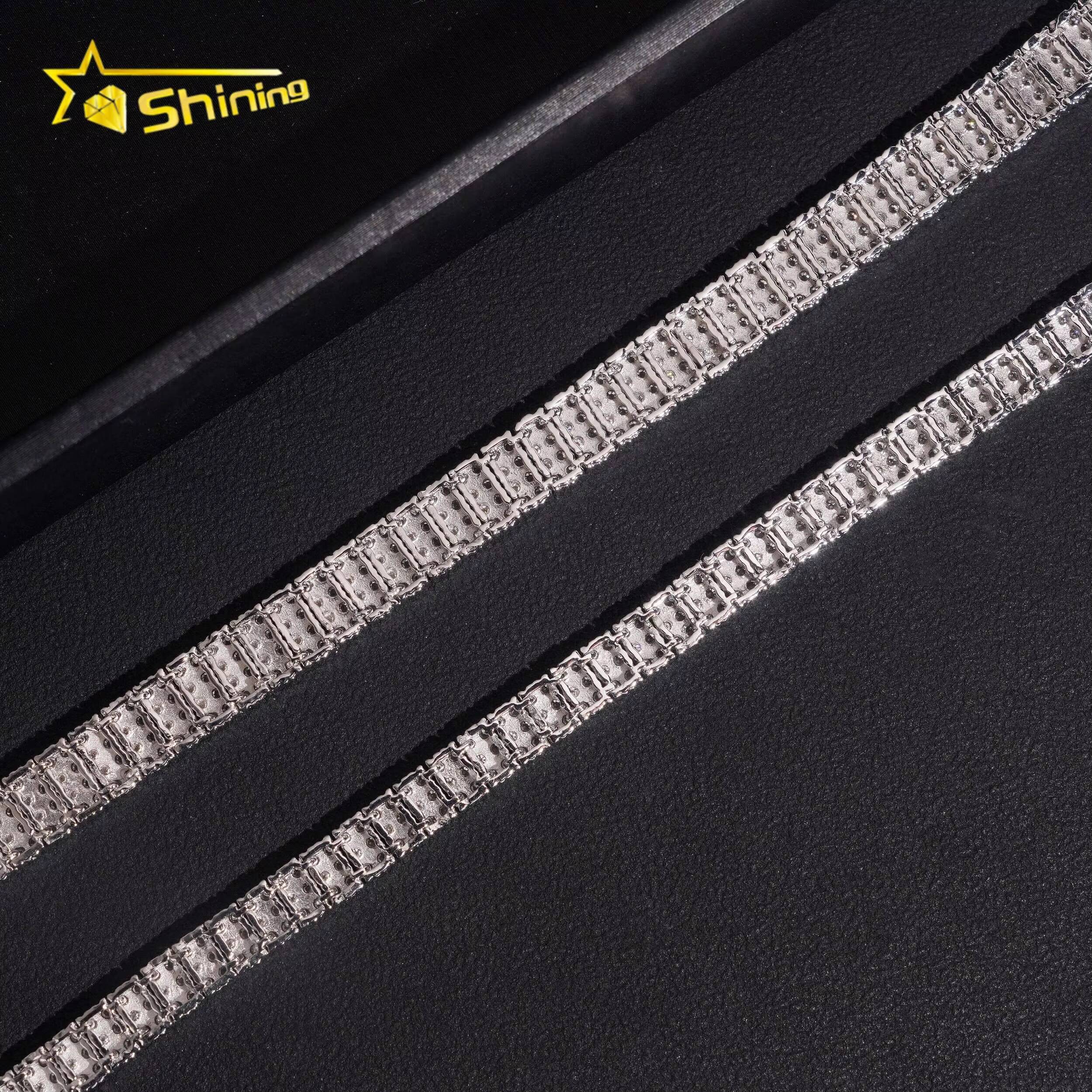 Tennis Bracelet Pass Diamond Test Moissanite Rhodium Plated 925 Sterling Silver Sparking Hop Hip Iced Out Bracelet