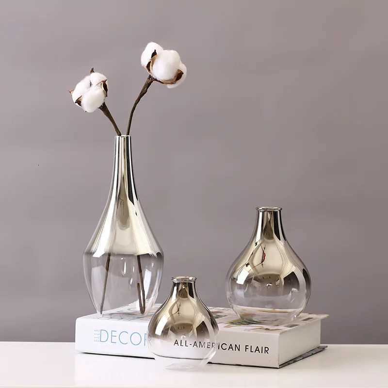 2025 New Brand Nordic Vase Creative Silver Gradient Dried Insert Desktop Terrarium Jewelry Decoration Plant Holder Y251201