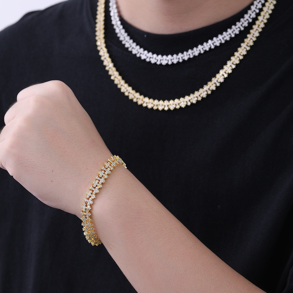 Hip hop rap cross zircon necklace snowflake chain street style diamond necklace fashion trend domineering accessory ddmytues