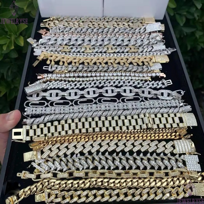 Designer Jewelry 30mm Width Big k Fully Flawless Moissanite Sier Iced Out Cuban Chain Mens Necklaces