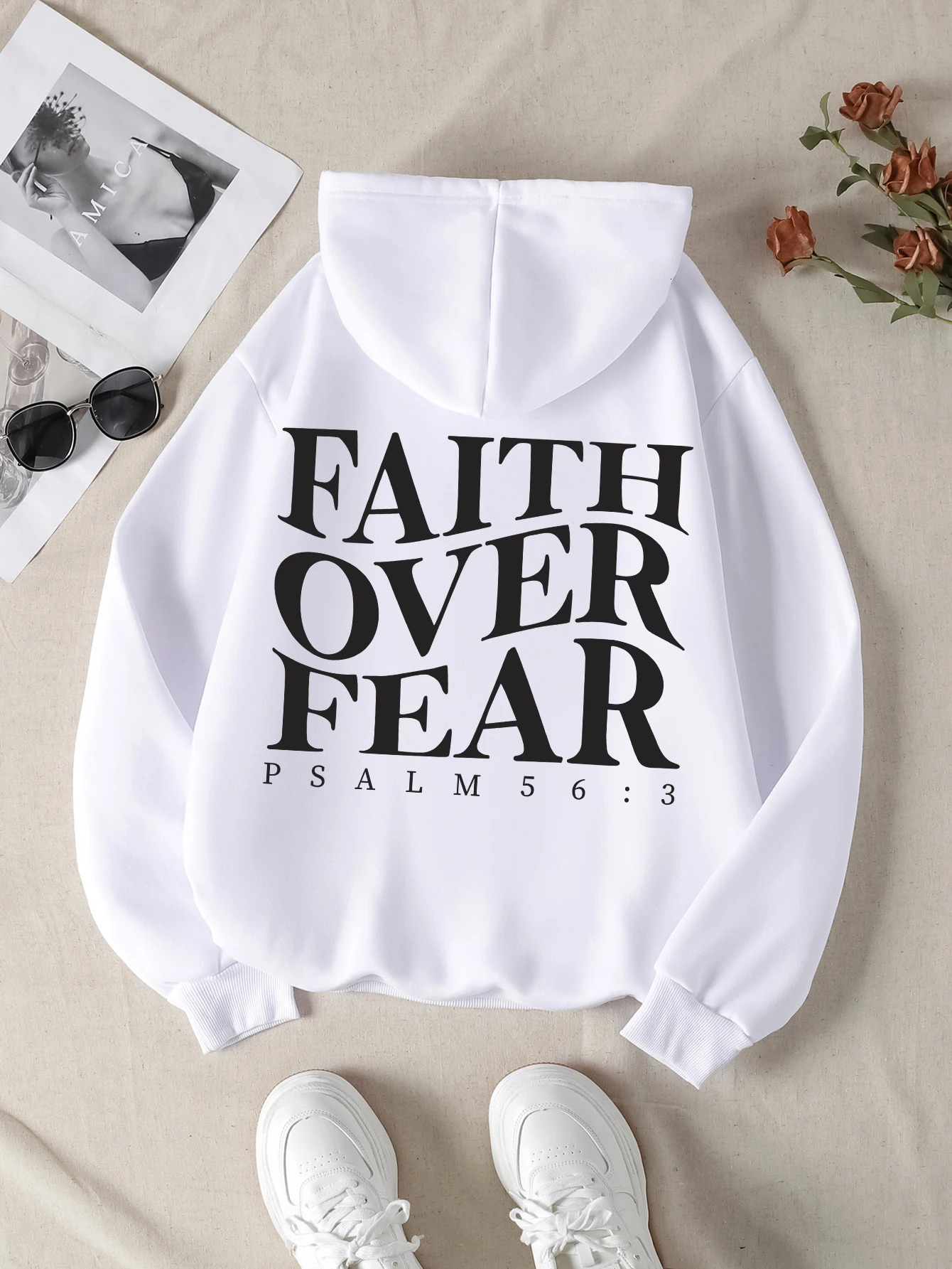 Faith over fear Christian Hoodie Christian hoodie Jesus hoodie Fashion hoodie Bible Verse Men and women can be aesthetic 2024251129