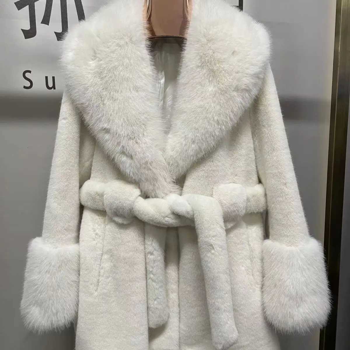 New Fashion Big Fur Collar Long Fur Jacket Women Winter Coat Environmentally Friendly Thick Faux Fox Fur Coat Women ClothingT251201