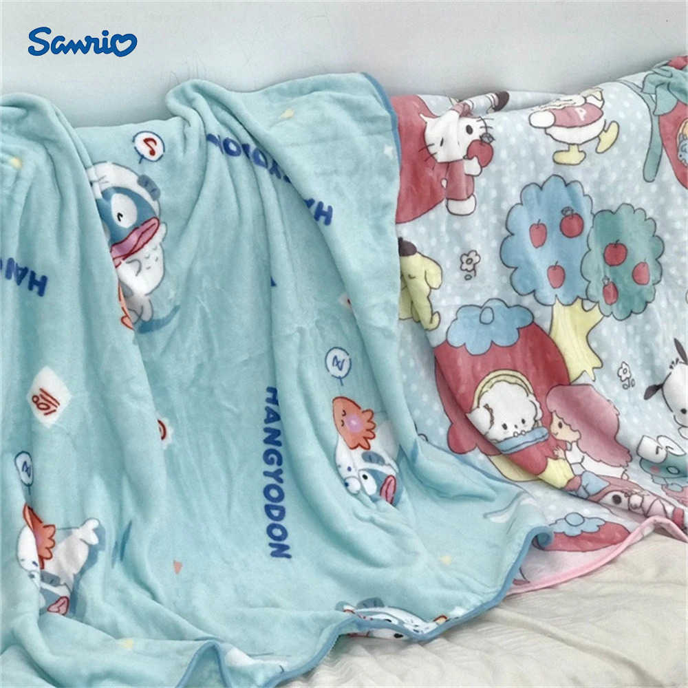 Sanrio Cute Hangyodon Blanket Lovely Anime Warm Flannel Blanket Pillowcase Pekkle Pochacco Blanket Bedspread Bedroom Sofa Bed Girl H251201