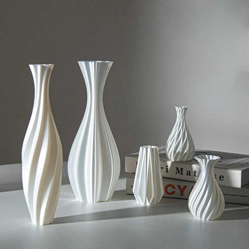 White Imitation Ceramic Vase Modern Simple Plastic Vase INS Flower Arrangement Ornaments Artistic Aesthetic He Decoration Y251201