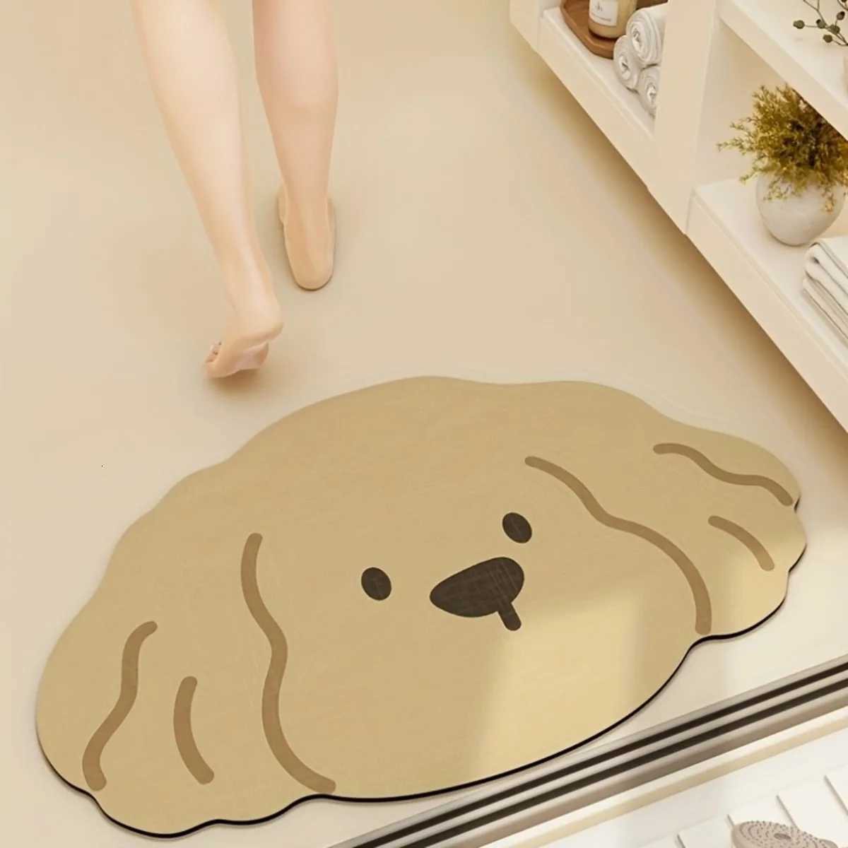 VIKAMA Cartoon Puppy Water Absorbent Non Slip Floor Mat Quick Drying Foot Mat Able Cute He Decoration Carpet H251129