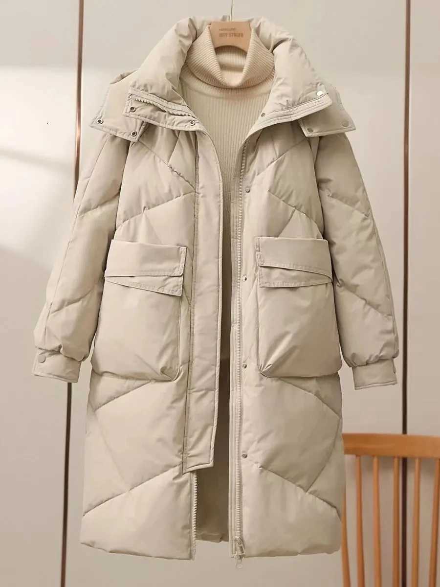 2025 New Women Long Down Cotton Jacket Korean Loose Cotton Coat Winter Thicken Warm Women Parkas Winter Outwear Hooded CoatT251201