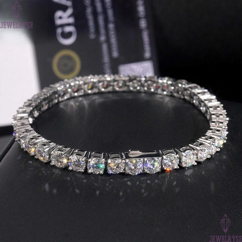 RTS 316L Never Tarnish Chain Stainless Steel VVS Moissanite Lab Dia 4mm 5mm Tennis Bracelet