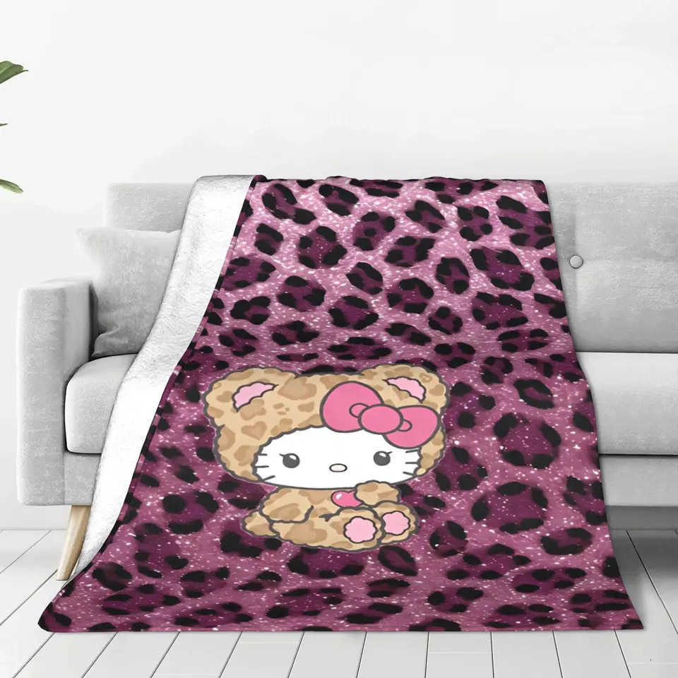 Sanrio Hello Kitty Flannel Blanket Winter Warm Soft Bedding Throws for Girls Boys Couch Chair Funny Bedspread Sofa Bed Cover H251201