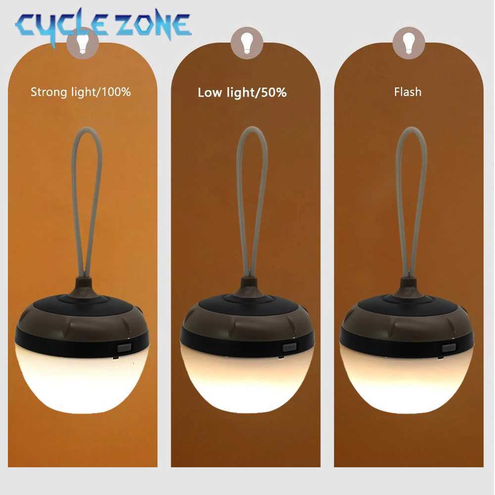 Portable Camping Lantern TYPE-C Rechargeable Outdoor Hanging Tent Lamp Atmosphere Lighting Camping Hiking Emergency Night Lamps M251201