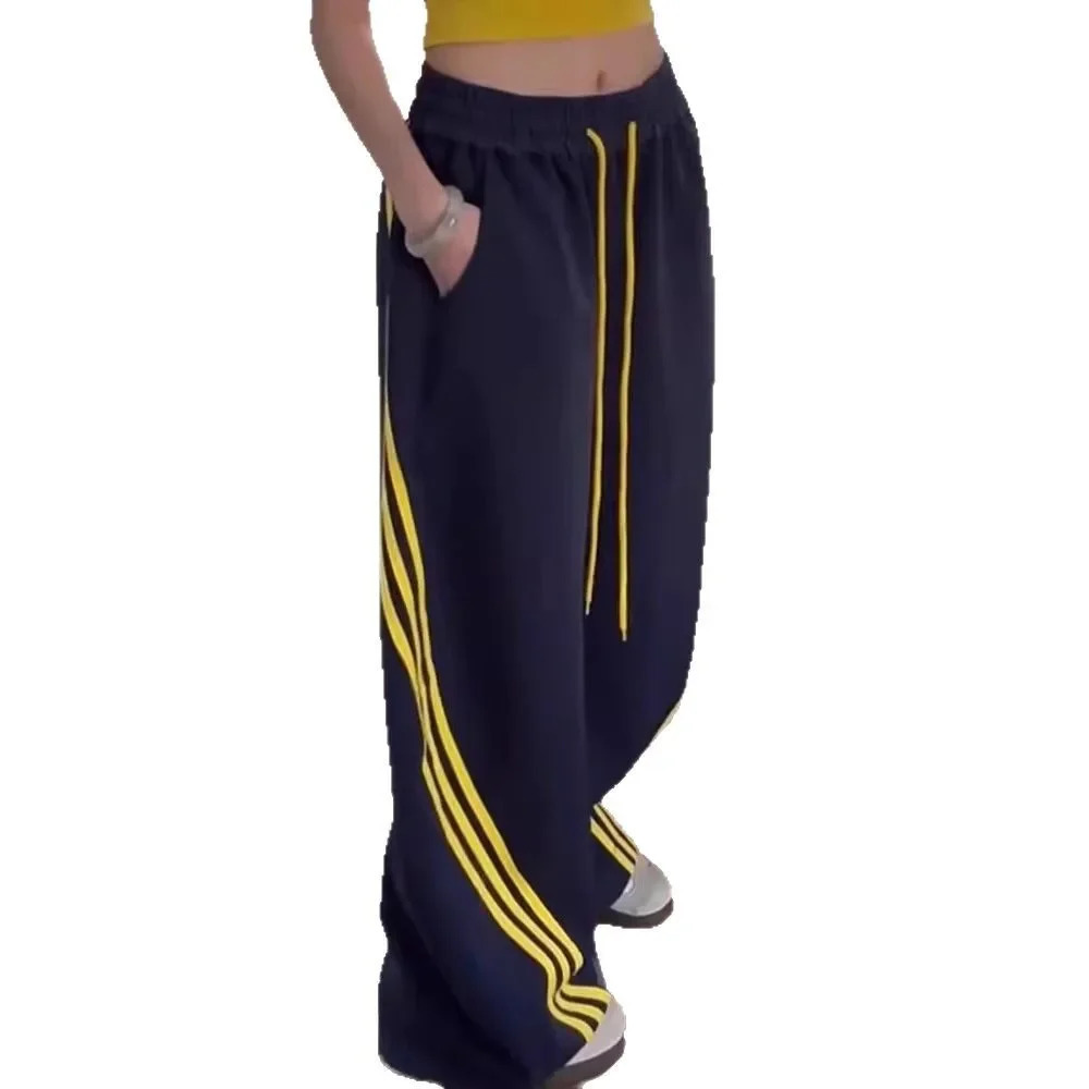 American Retro Three Bars Wide Leg Knife Edge Sweatpants Unisex Casual Sporty Loose Fit Autumn Spring Trendy Long Trousers 251201 - view 6