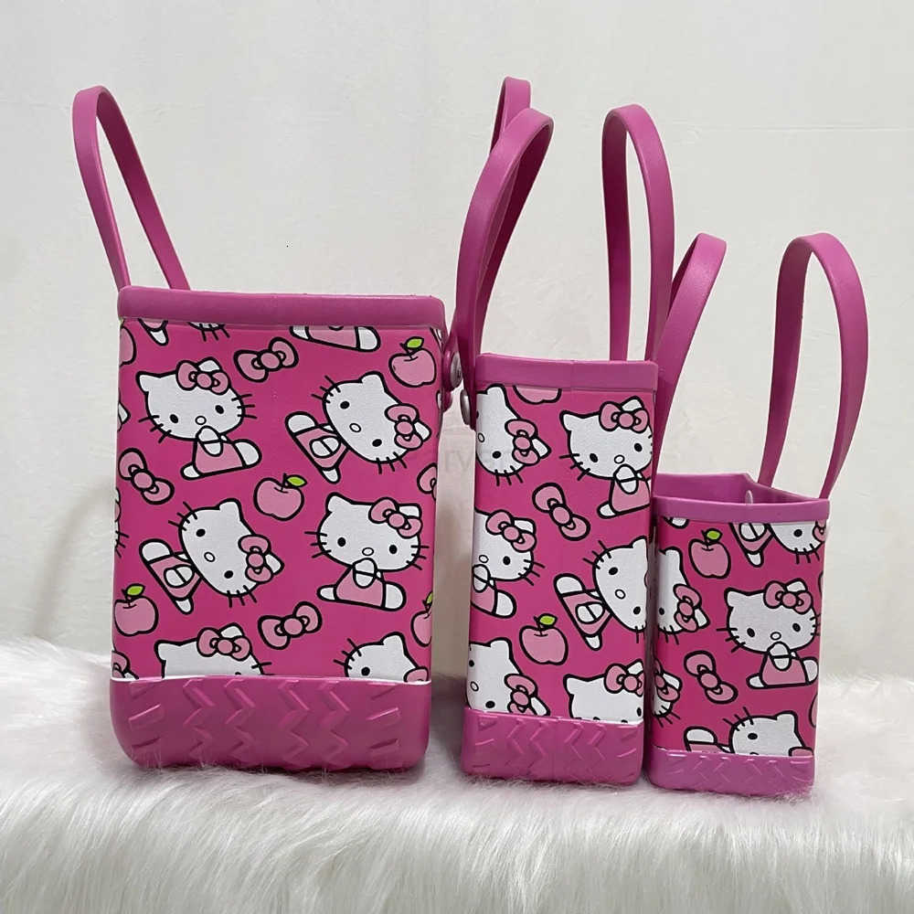 Sanrio Extra Large Boggs Beach Bag Hello Kitty Summer EVA Beach Basket Women Picnic Tote Bag Holes Waterproof Handbag Shoulder Bag H251201