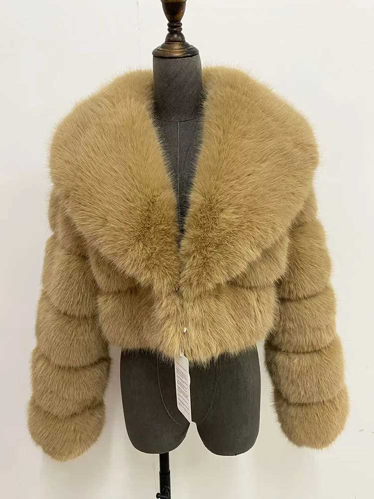 ZADORIN Luxury Big Collar Spliced Cropped Faux Fur Coat Woman Clothing Thicken Furry Faux Fur Jacket Winter Fur Coats Top MujerT251201