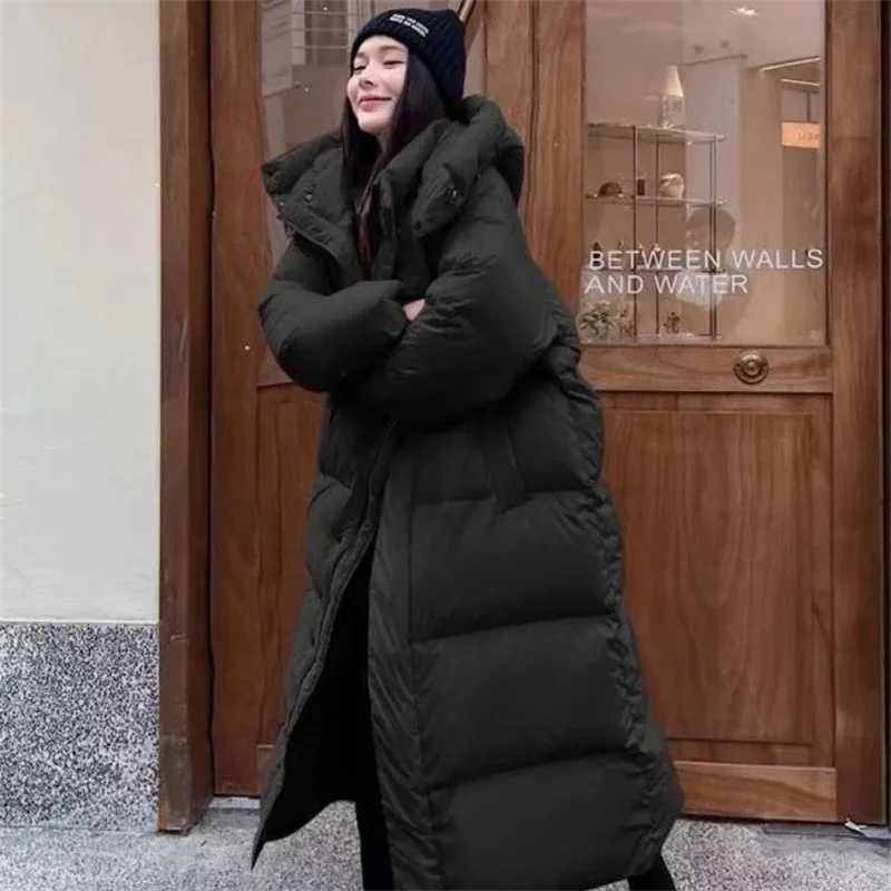 2024 New Warm Winter Puffer Jacket Hooded Long Women Parkas Thick Cotton Padded Windproof Overcoat Casual Loose Snow Wear JaquetT251201