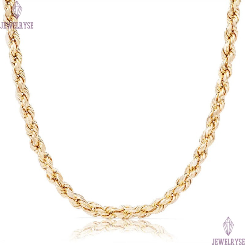 Real 10K 14K Solid Gold Rope Chains For Men Hip Hop Necklace