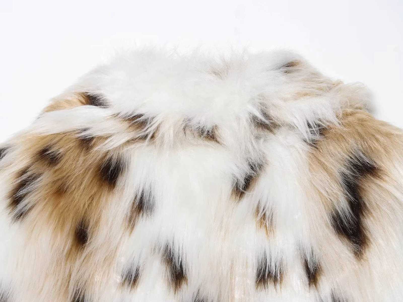 European and American style womens fashion temperament artificial leopard print fur effect short jacketT251201