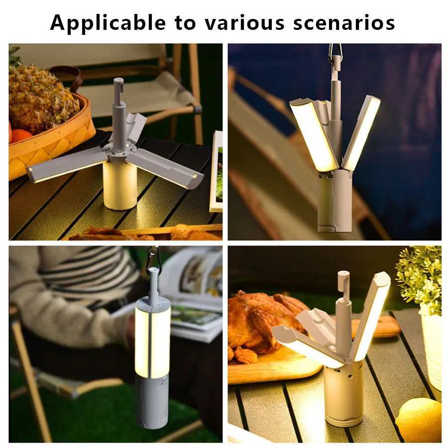 3-in-1 Camping Light Portable Foldable Hanging Light 3 Modes Dimmable For Outdoor Dining Tent Emergency Lighting Handheld Light M251201