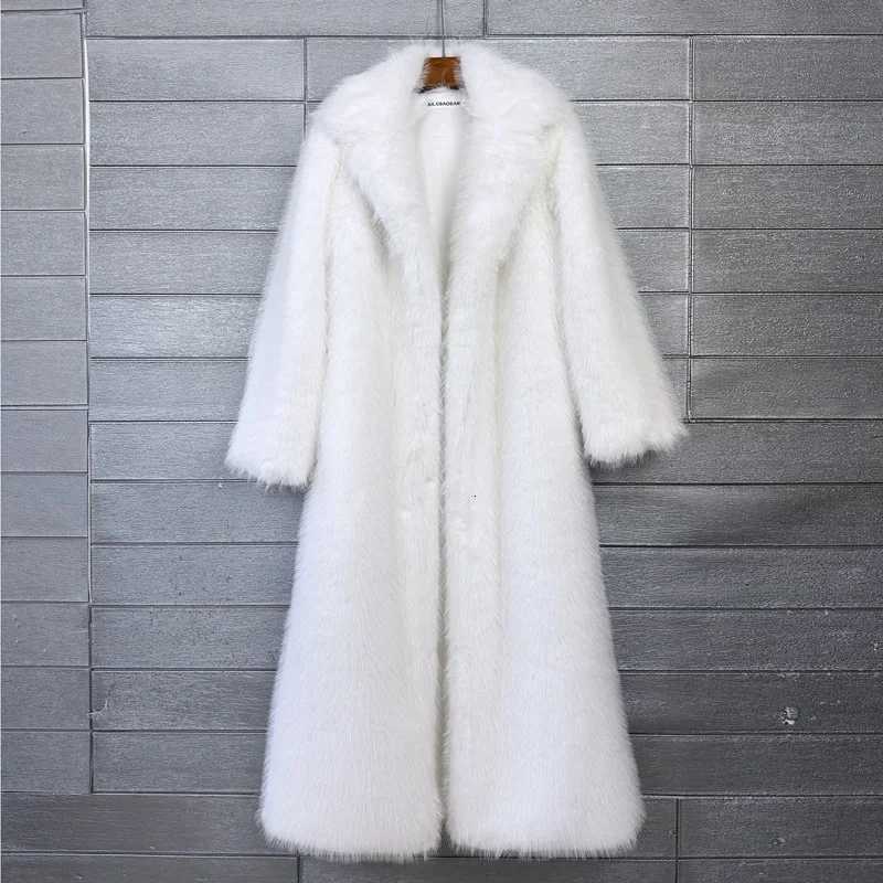 Maxi Women Faux Fur Coat White Jacket Autumn Winter Large Coats Overcoat Work Loose Long Thick Coat Warm Jackets Elegant CoatsT251201