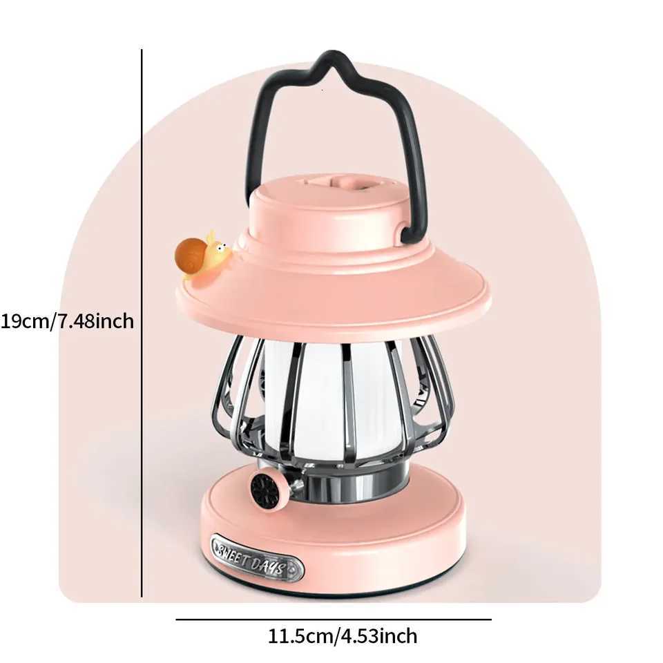 1pc Cartoon Snail Retro Portable Hanging Camping Night Lamp USB Charging Camping Light Decoration Light For Courtyard Camping M251201