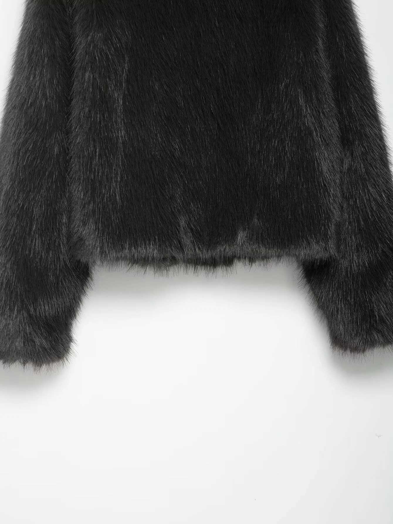 Autumn and winter womens gray stand up collar short furry thick environmentally friendly fur coat versatile short jacketT251201