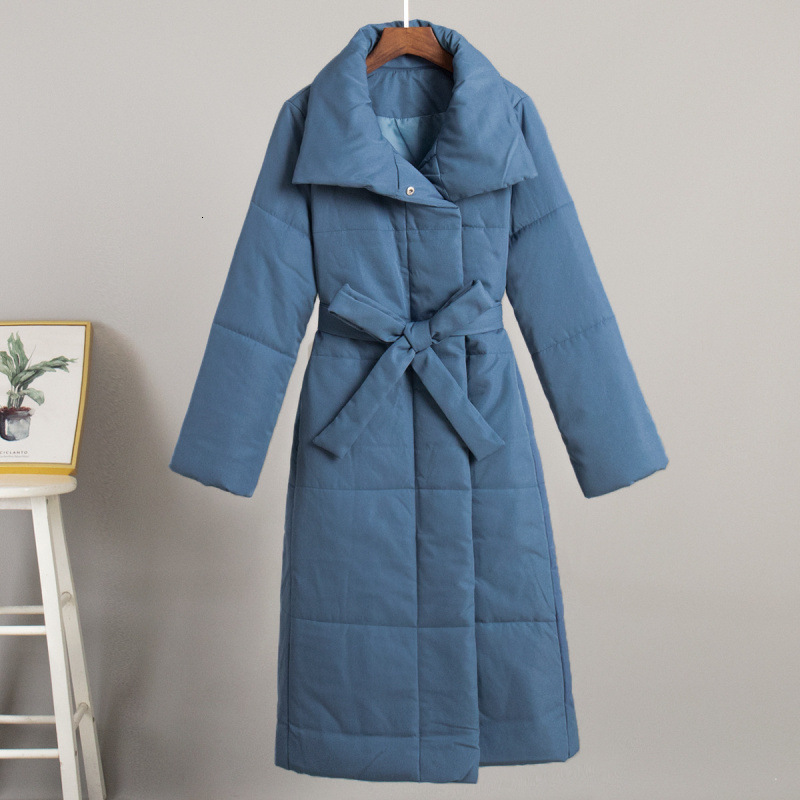 Long Cotton Jacket 2025 Winter New Loose Casual Warm Long Stand Collar Cotton Coat 241009