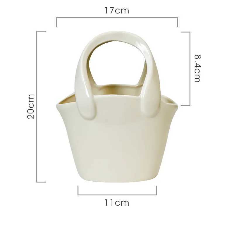 Ceramic Vase Handbag Flower Basket Flowerpot Floral Accessories Bonsai He Decoration Terrarium Vases Pots Y251201