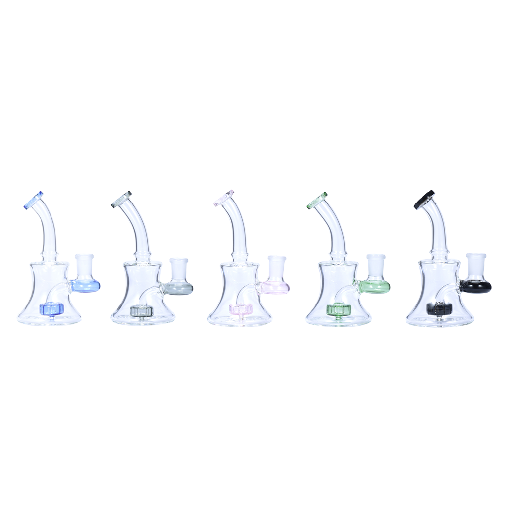 14mm Portable 5.5inch Matrix Shower Head Perc Bent Neck Glass Water Bong Pipe