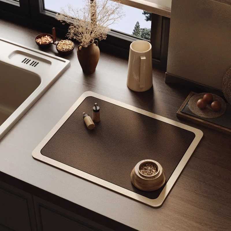 Minimst Premium Kitchen Counter Drying Mat Solid Color Quick-Dry Absorbent Rubber Sink Bar Mat Non-Slip Table Mat Y251201