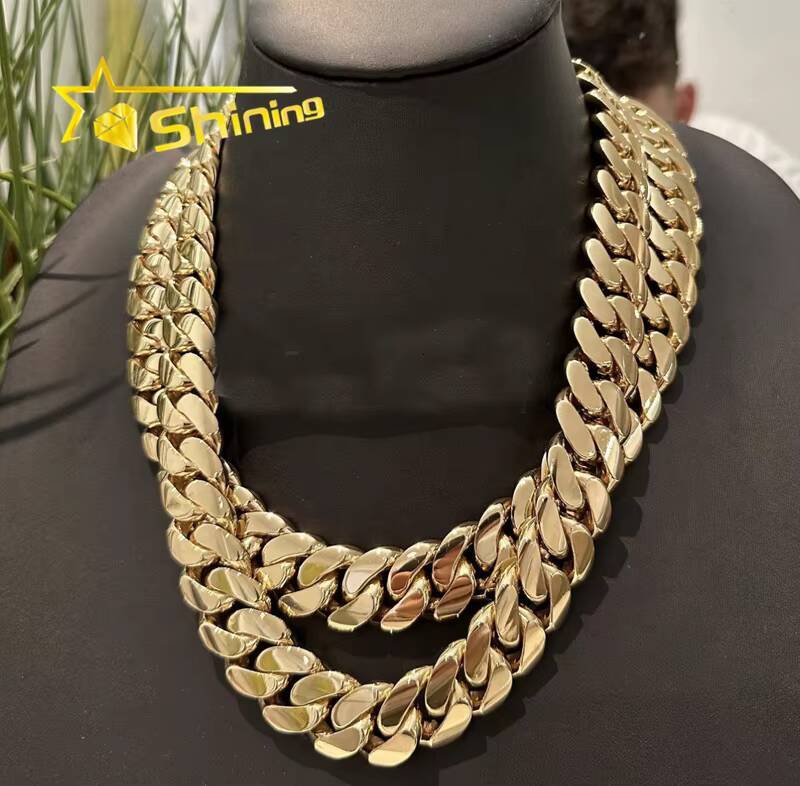 Hip Hop Jewelry Men Rapper Chain 20MM 22 500G Thick 14K Gold Plating 925 Silver Cuban Chain