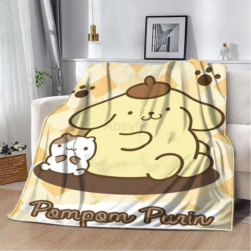 Sanrio 31 Style Pom Purin Cartoon Flannel Fluffy Soft Blankets for Children Plush Sofa Office Quilt Picnic Thin Blanket Gift H2512011