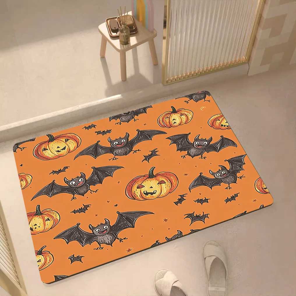 VIKAMA Halloween Cartoon Bat Pumpkin Carpet He Decor Soft And Absorbent Living Ro And Bedro Holiday Decorations H251129