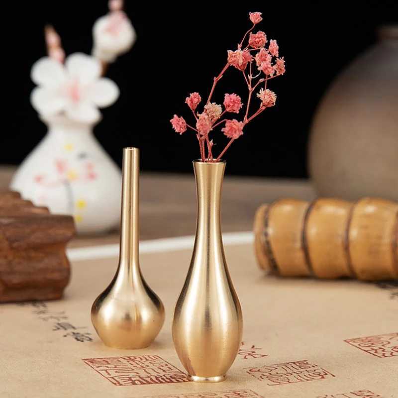 Nordic Mini e Copper Vase Plated Golden Flower He Decoration Living Ro Antique Scandinavian Vases Y251201