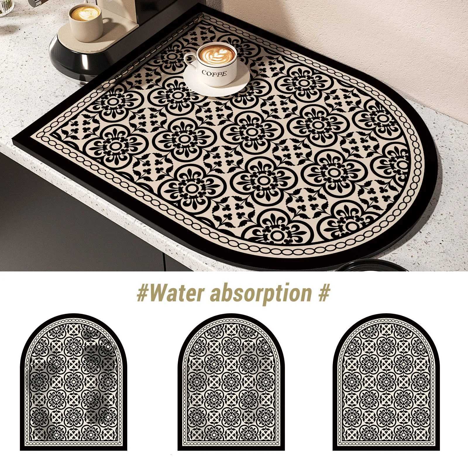 VIKAMA Luxury Coffee Machine Mat Absorbent Kitchen Utensil Drying Mat Non-Slip Quick-Dry Countertop Drainage Pad Kitchen Decor Y251201