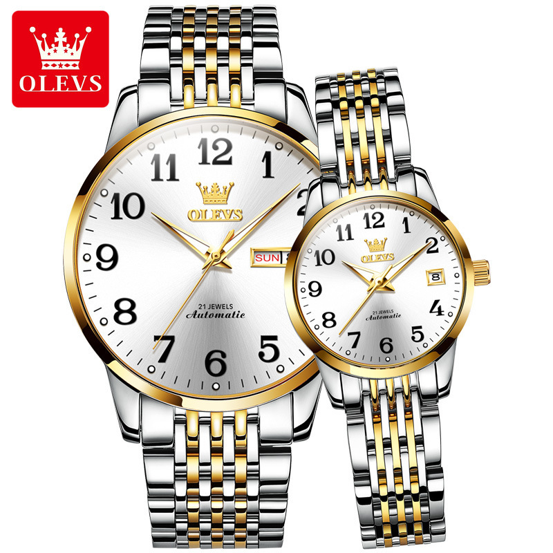 OLEVS Designer High-end Couple Watch Luxury Waterproof Night Light Dual Calendar Men's Watch Women's Business Watch Free Shipping Wholesale
