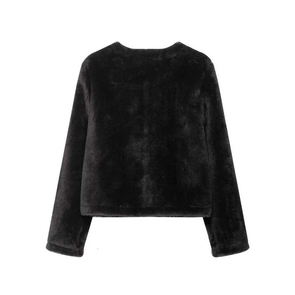 Women Double-Sided Fake Fur Short Jacket Female Loose Casual Single-Breasted Coat Autumn Winter Full Sleeve Jacket StreetwearT251201
