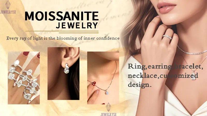 Cadermay luxury 5ct pear cut D VVS moissanite ring with 6mm round moissanite diamond eternity band moissanite ring set for women