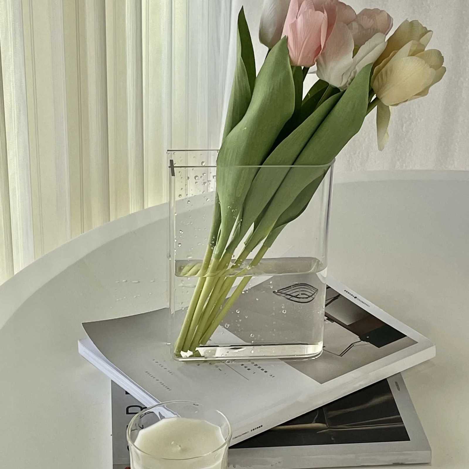 1pc Book Vase For Flowers Acrylic Clear Book Vase Book Shape Vases For Tips Transparent Book Vase Y251201