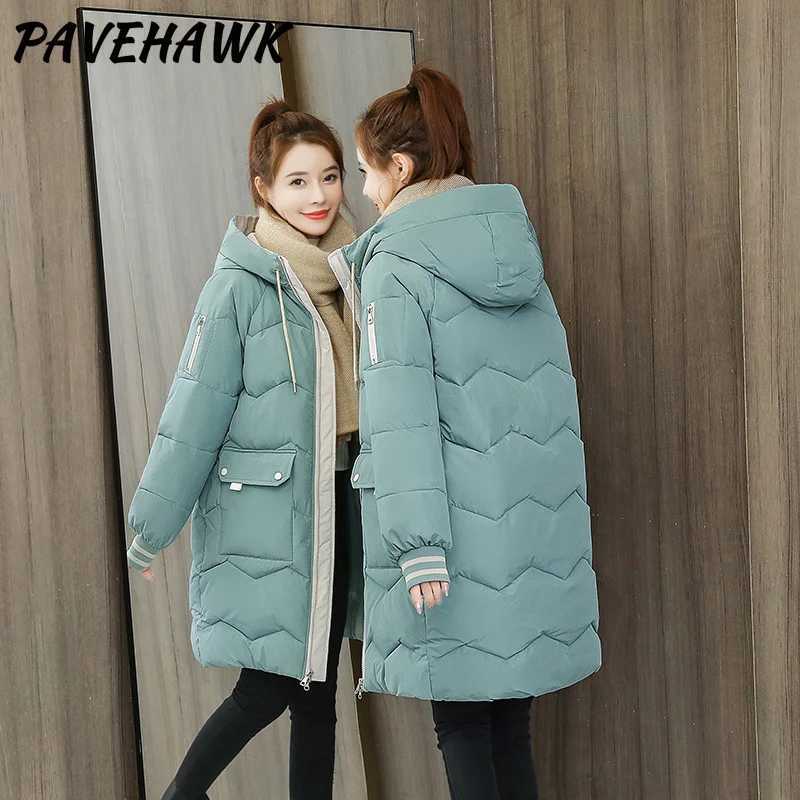 Women Warm Thick Hooded Parkas Winter Loose Casual Long Sleeve Jackets Basic Zipper Fashion Padded Long Coat Female ClothesT251201