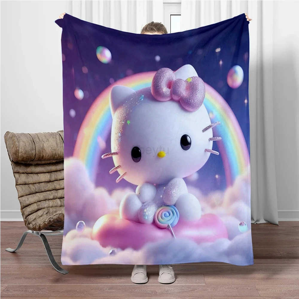 Sanrio 31 Style Hello Kitty Cartoon Soft 3D Cute Flannel Blanket Throw Blanket for Living Room Bedroom Bed Sofa Picnic Kids Gift H251201